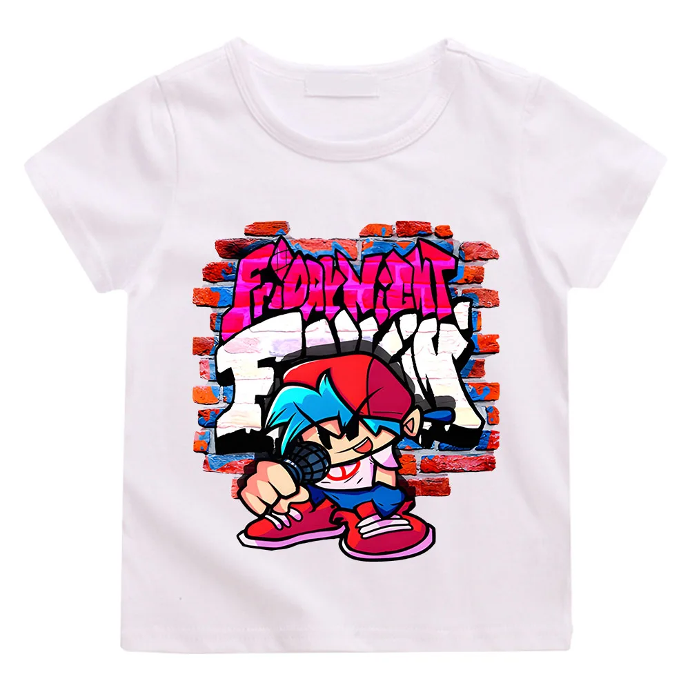 Hot Game Friday Night Funkin T-shirts for Girls Kids T Shirts Big Boys Summer Short Sleeve Tees Kids Summer Clothes Pink Shirt