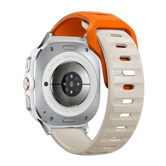 حزام سيليكون لساعة سامسونج جالاكسي الترا 2025 47 ملم سوار بديل رياضي قابل للتنفس لساعة جالاكسي 7 الترا كوريا باند