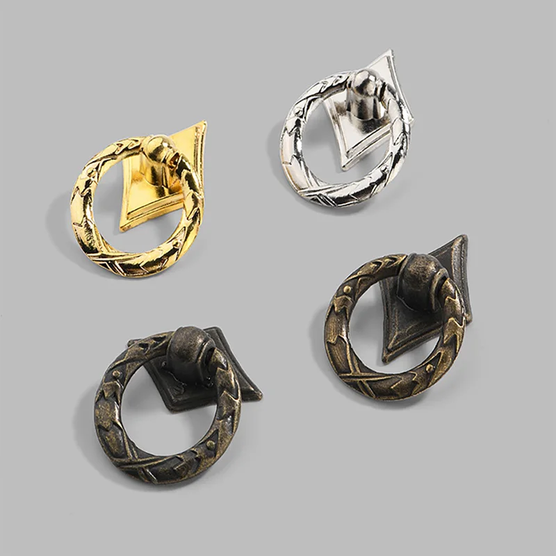 

5PCS European High-end Circular Antique Copper Handle Suspension Ring Drawer Circular Handle Single Hole Furniture Hardware