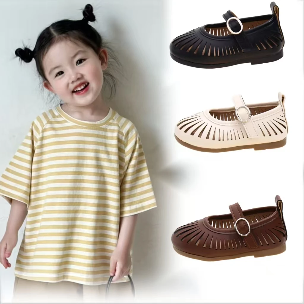 

New summer style girl's sandals with hollow design for infants and toddlers soft sole princess shoes for little kids.