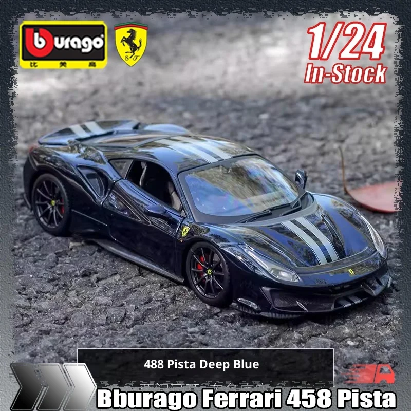 

New In Stock Bburago 1:24 Scale Ferrari 458 Pista Italia Alloy Metal Diecast Car Model Desktop Ornament Kid Collectible Toy Gift