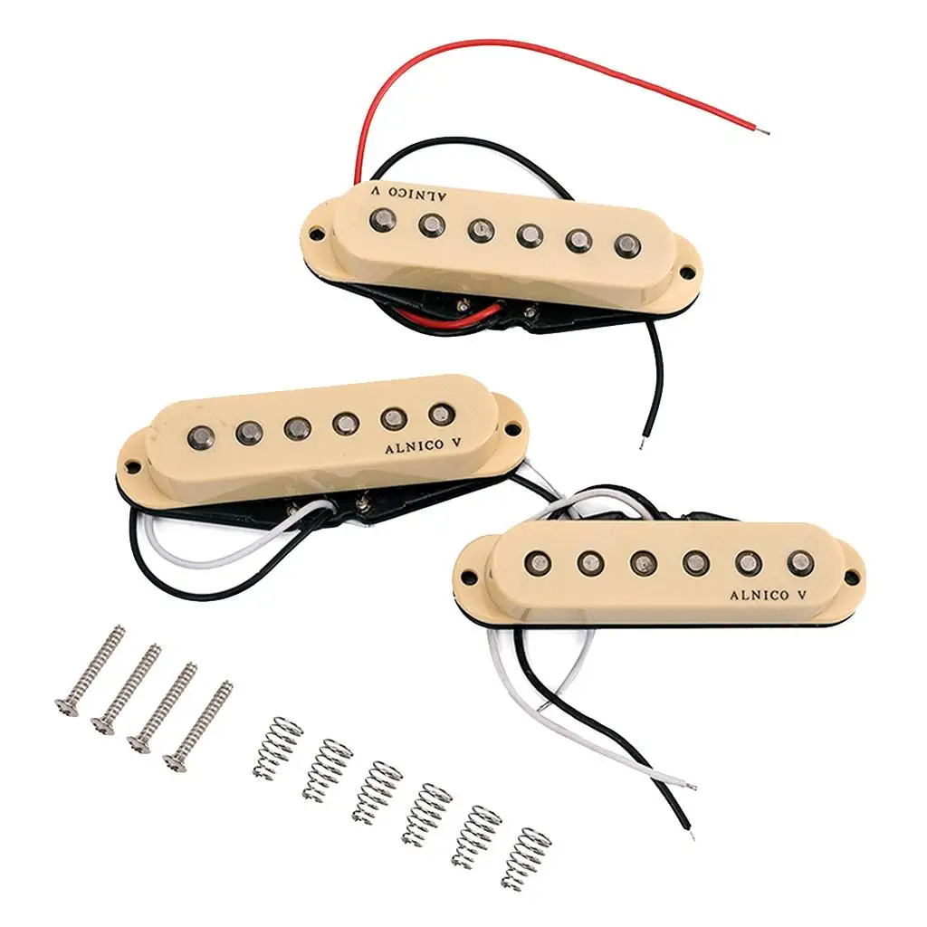 Alnico V Guitar Pickup Single Coil Humbucker Pickups Neck Middle Bridge Set for ST Beige Electric singlGuitar Parts Accessories