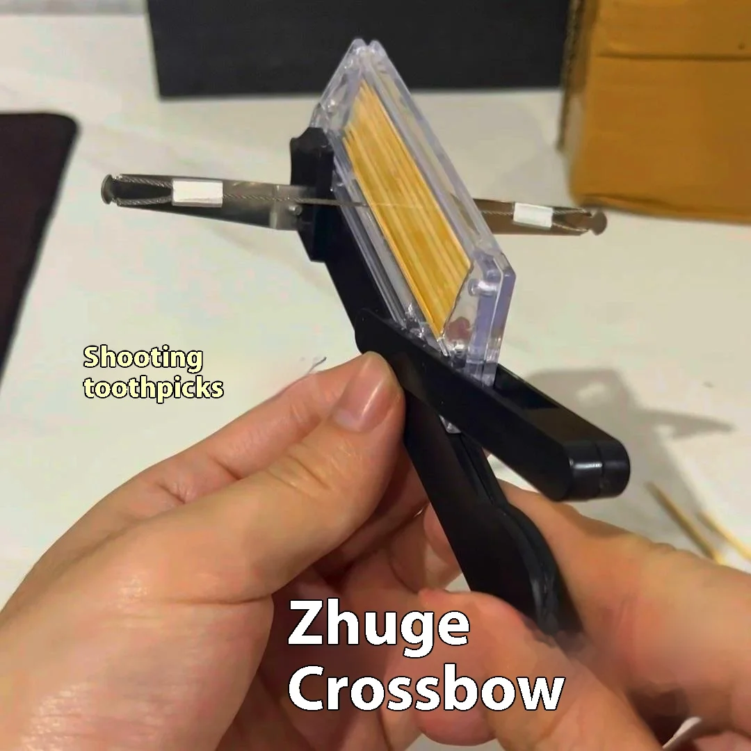 Mini Zhuge Crossbow Toothpick Launcher Relay Decompression Small Toy Nostalgic Toy Prank Students Small
