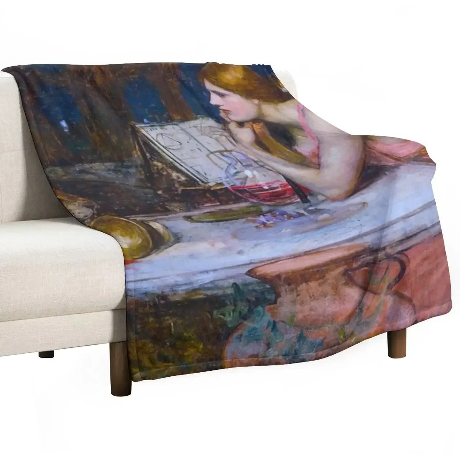 THE SORCERESS - JOHN WILLIAM WATERHOUSE Throw Blanket Decorative Sofas Luxury Throw Blankets For Bed Decoratives Blankets