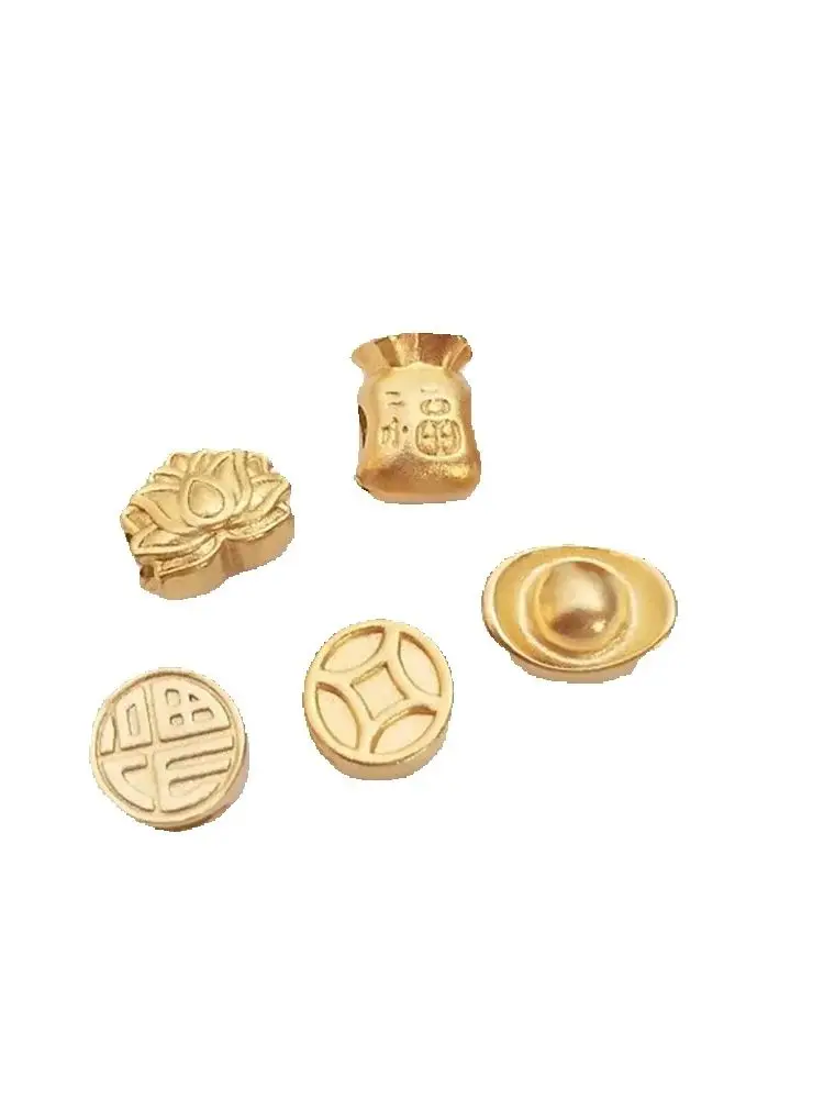 Strong color Vietnam sand gold ingot bao fu word money bag copper wire lotus bead pendant DIY bracelet transfer bead accessories