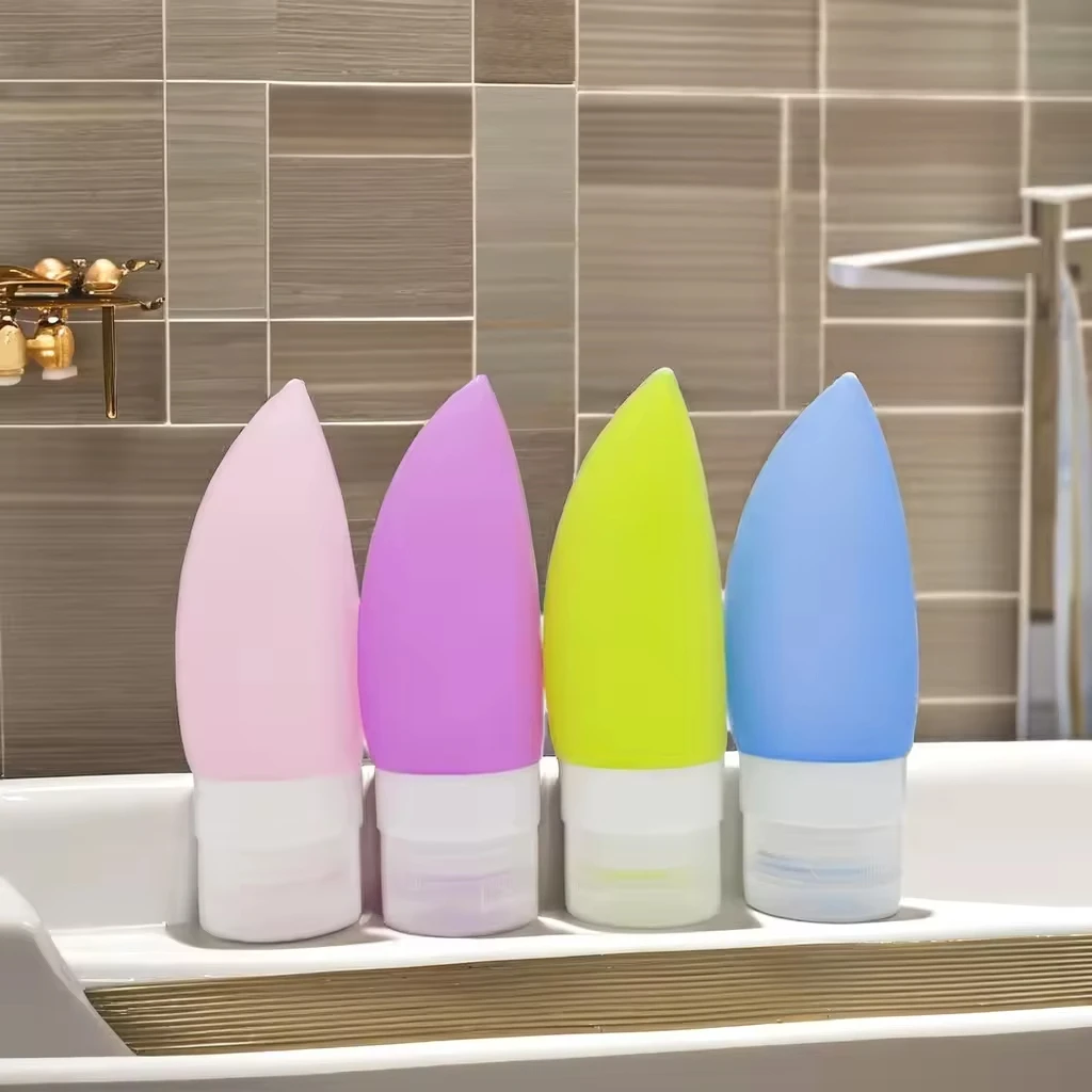 

4 шт., 60 мл/компл., силиконовые дорожные косметические бутылки, пустые контейнеры для сдавливания, герметичная многоразовая бутылка для шампуня, лосьона