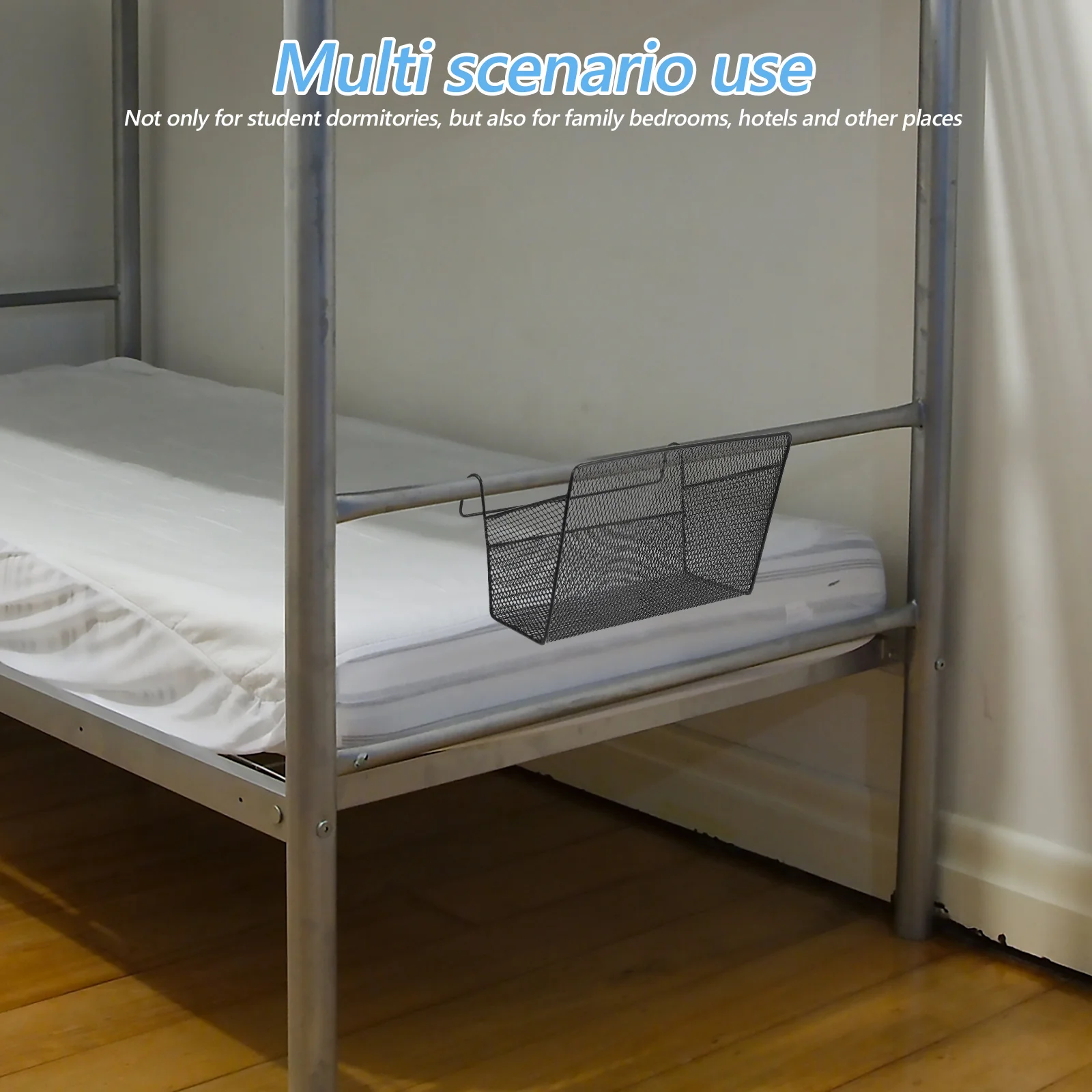 

Metal Bedside Hanging Basket Dorm No Drill Organizer for Bunk Bed Loft Storage Sundries Bedroom Essentials Sundries Organizer