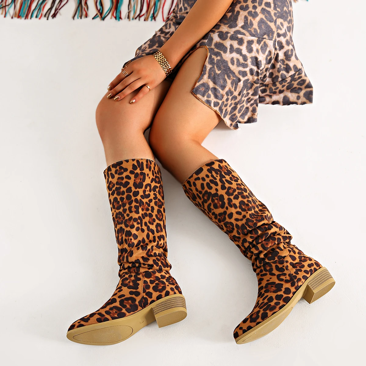 Ladies Shoes 2024 Hot Sale Mid-Calf Women\'s Boots Fashion Side Zipp Modern Boots Women New Leopard Print Classics Shoes Female