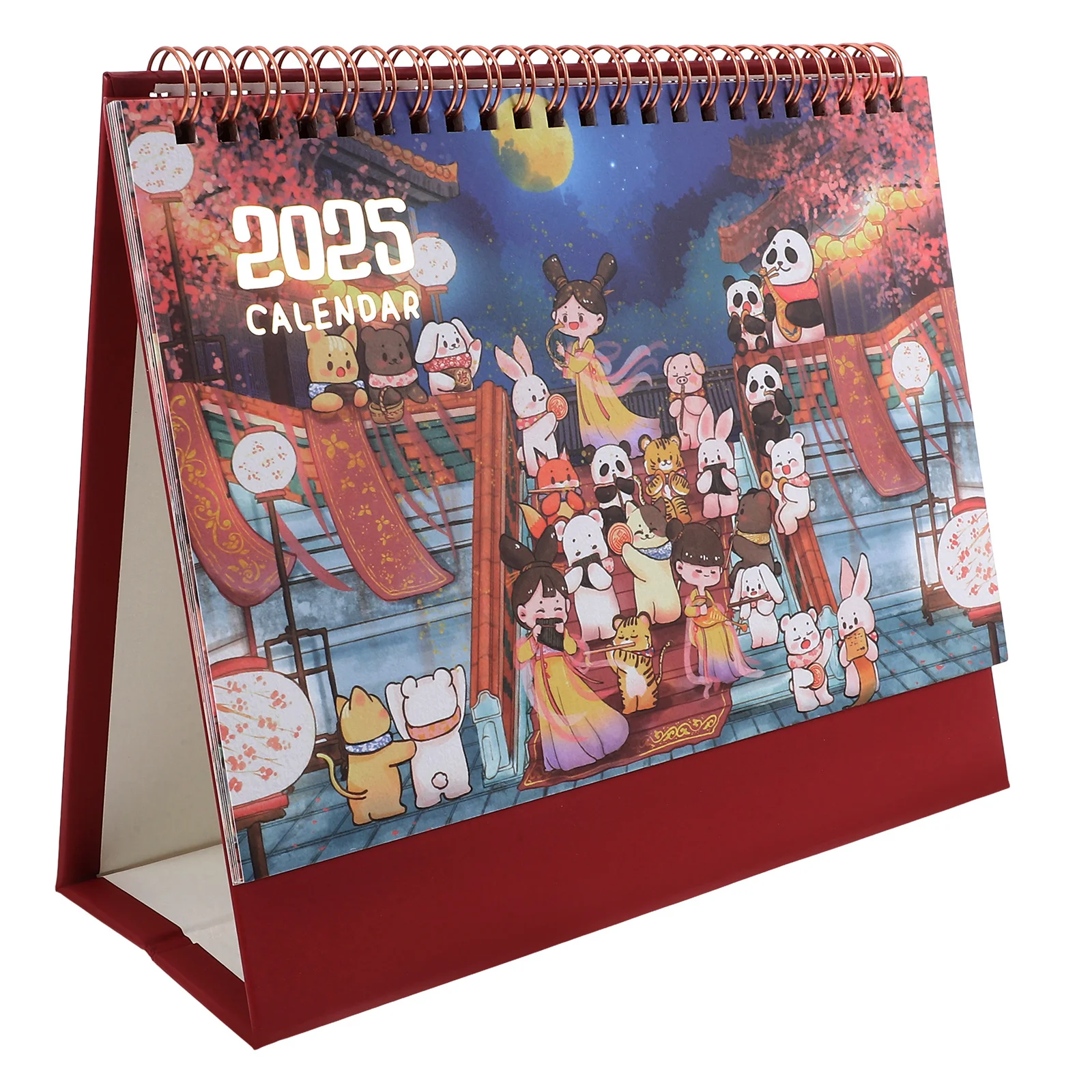 

Charming Desktop Calendar with Cute Characters Retro Chinese Aesthetic Monthly Page Flip Calendar Thick Board Support Office