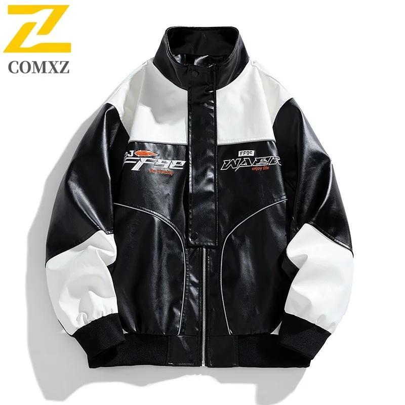 

COMXZ кожаная куртка с воротником-стойкой, мужская уличная экспедиционная ветрозащитная кожаная куртка, элитная повседневная легкая осенняя одежда