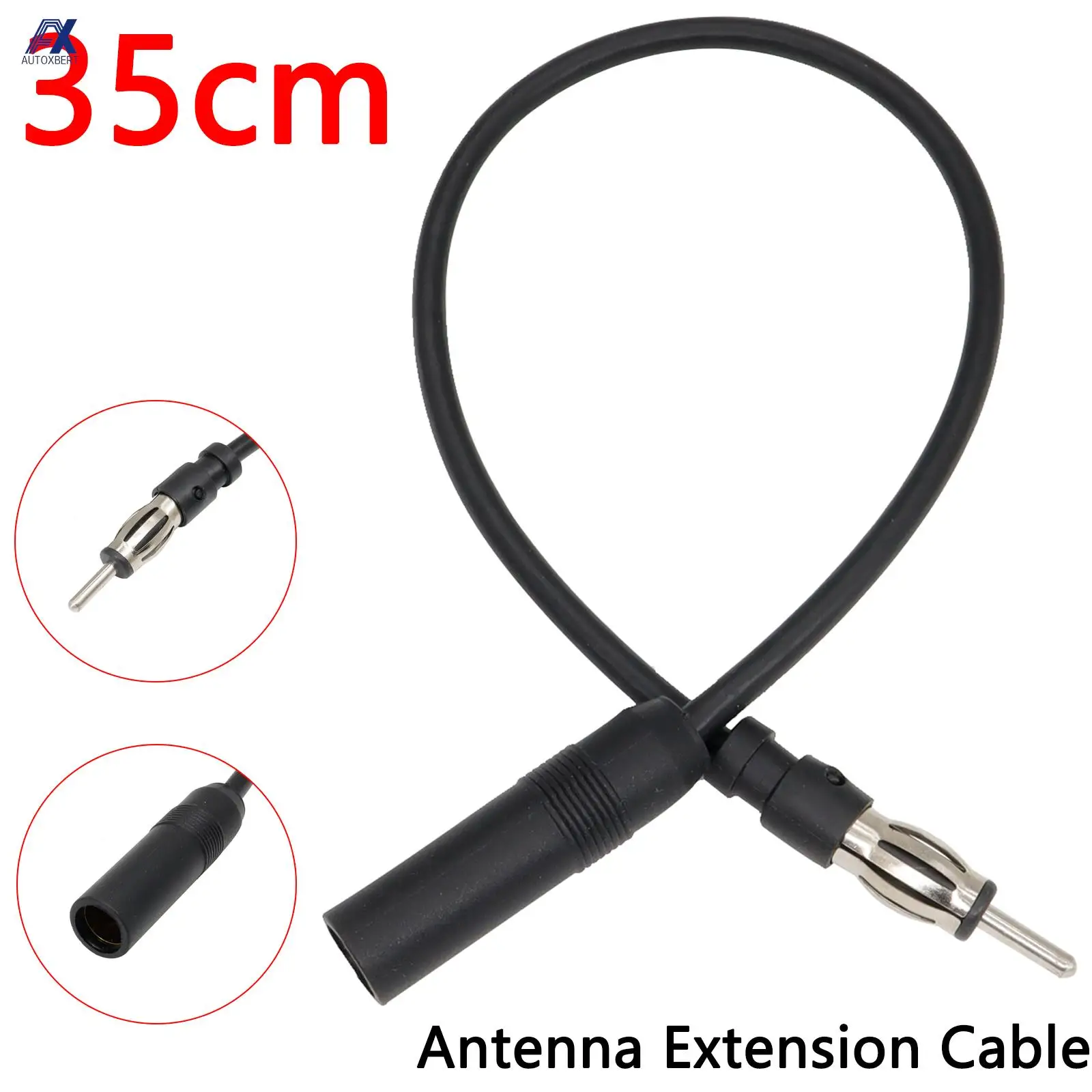 Car Radio Antenna Extension Cable 35cm 13inch Car FM AM Radio Car Antenna Extension Cable Cord DIN Plug Connector Coaxial Cable