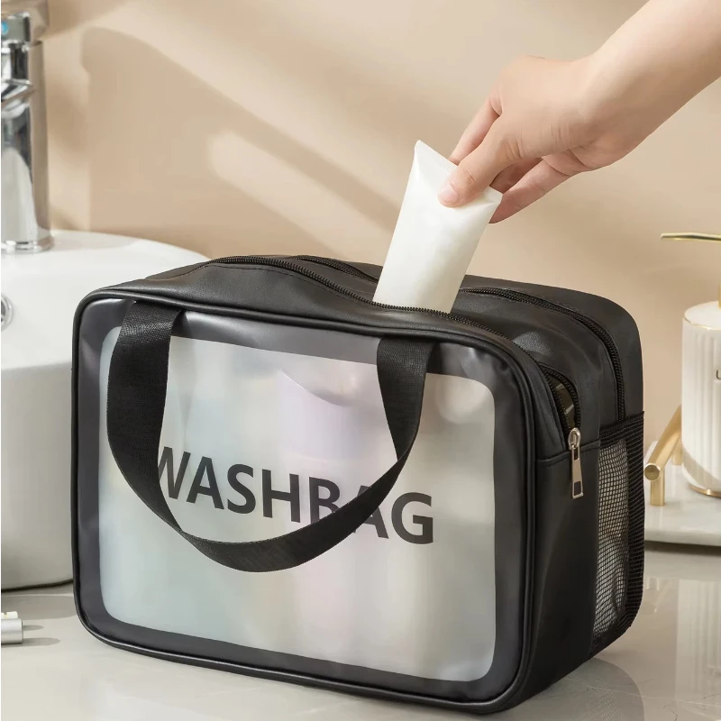 Origanizer de viagem extra grande transparente seco molhado separação saco de maquiagem para viajar e casa saco de armazenamento portátil pvc