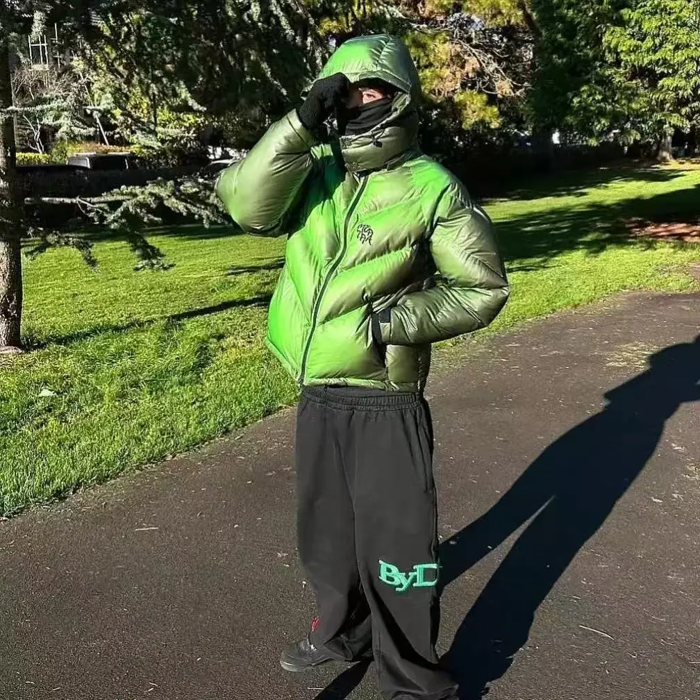 

Мужская зимняя теплая куртка-худи Thiened American Street Sle из хлопка с эффектом смены цвета, повседневная, молодежная, удлиненная