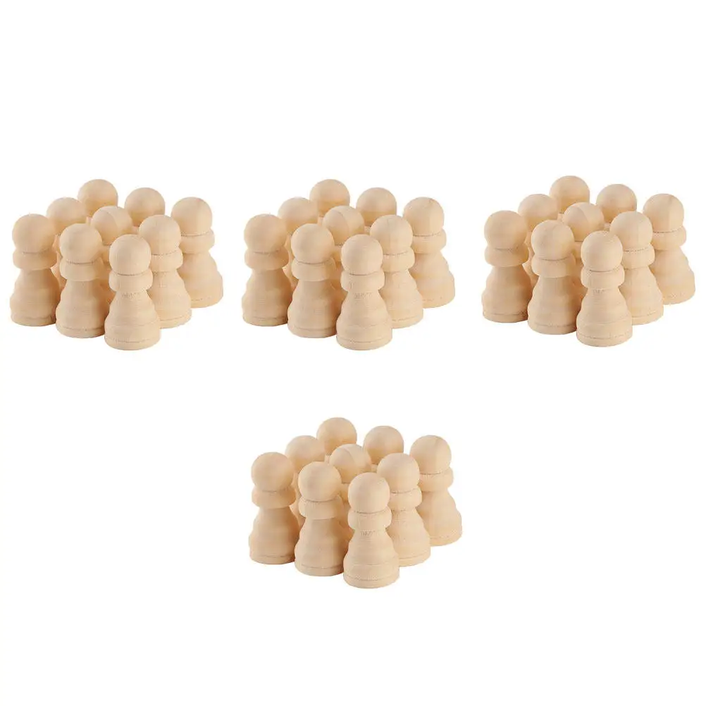 

50Pcs Unfinished Wooden Chess Pieces Premium Natural Wood DIY International Chess Pieces for Kids Painting Crafts Board Game