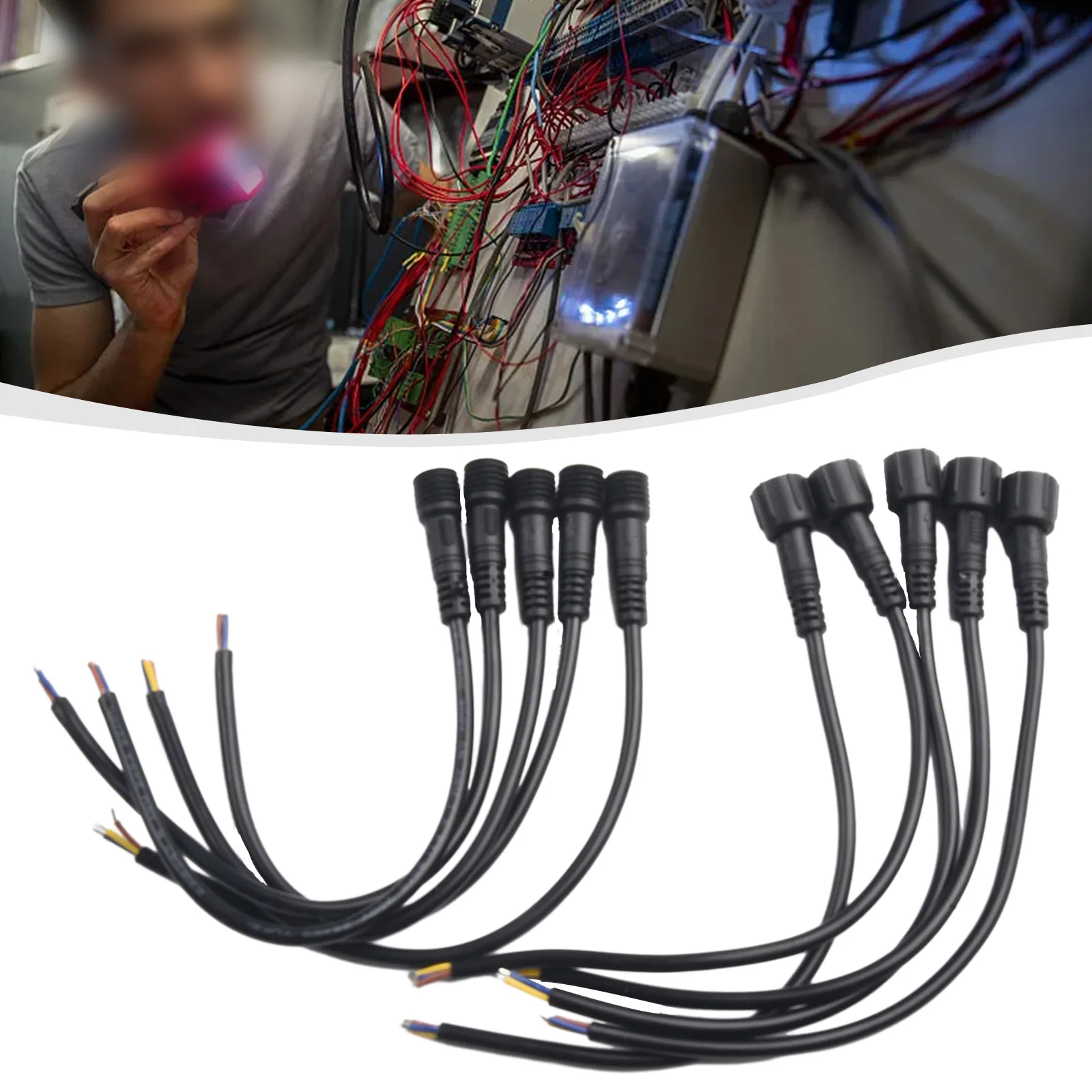 5 Pairs IP65 Waterproof LED Cable Connectors 23Pin 22AWG Male and Female Wire for DC 12V Power Transmission in Security Cameras