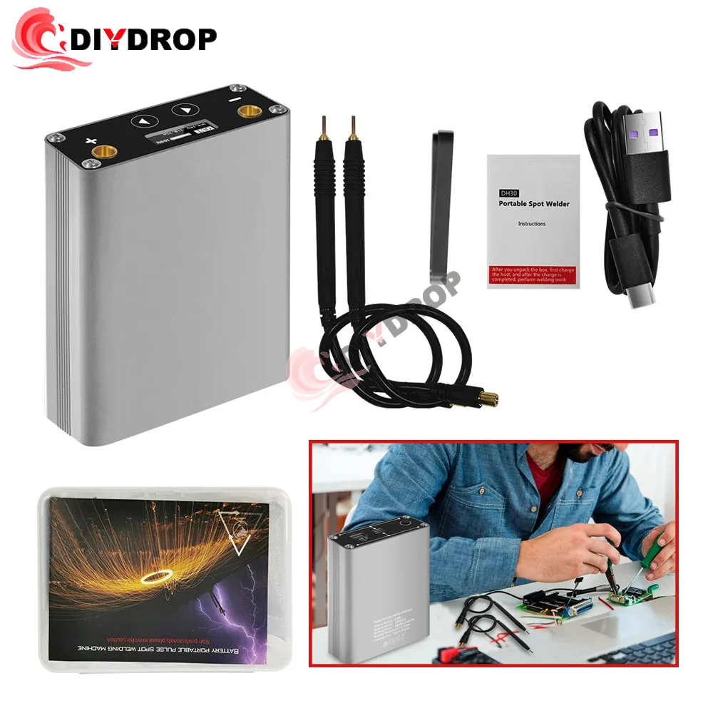 

30 Gear Spot Welder Adjustable Mini Portable Handheld Digital Spot Welding Machine For Max 0.15mm Nickel Strip with 5000mAh Lipo