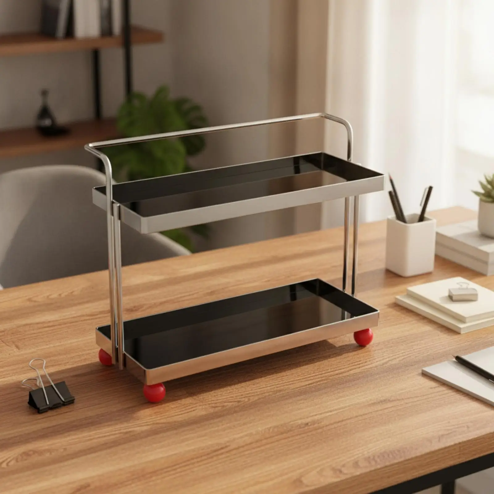 Two-Tier Storage Rack Compact Tray Space-Saving for Bathroom, Vanity