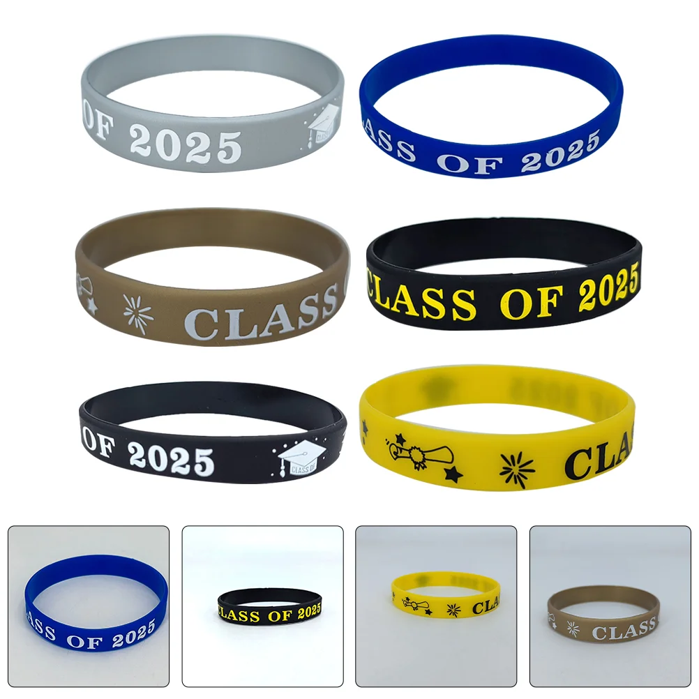 24 Pcs Graduation Bracelet Wrist Bands Bracelets Silicon for Men Silicone Women