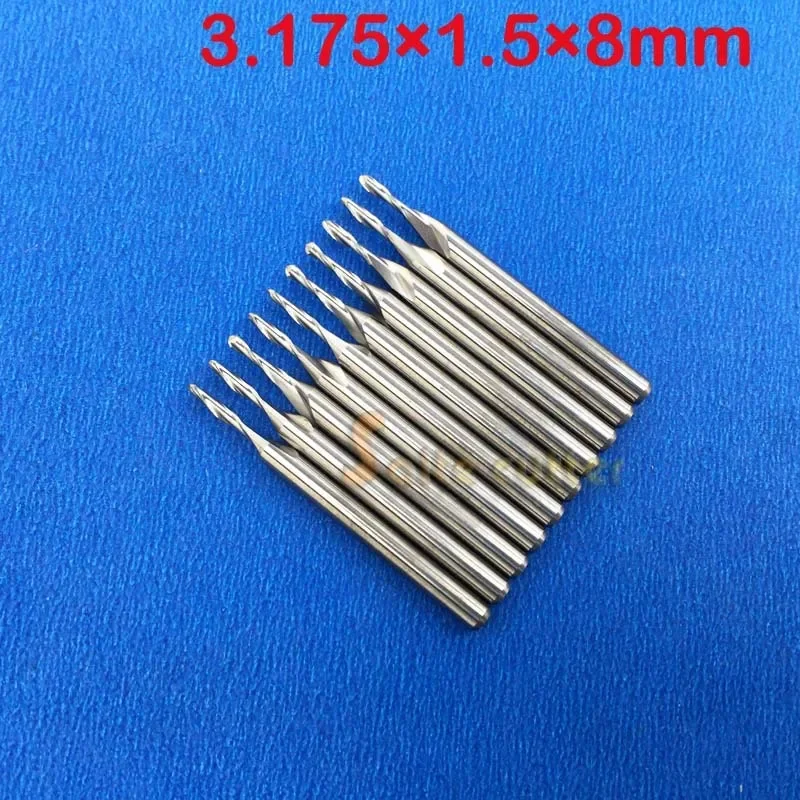 High Quality 3.175*1.5* 8 Mm Two Flute Ball End Milling Cutter Ball Nosed Router Bits for CNC Machine Engraving