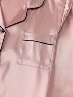 Women Autumn Winter Silk Pajamas Set Casual Soft Breathable and Relaxed Fit Long Shirt Tops and Long Pants Sleepwear - Image 3