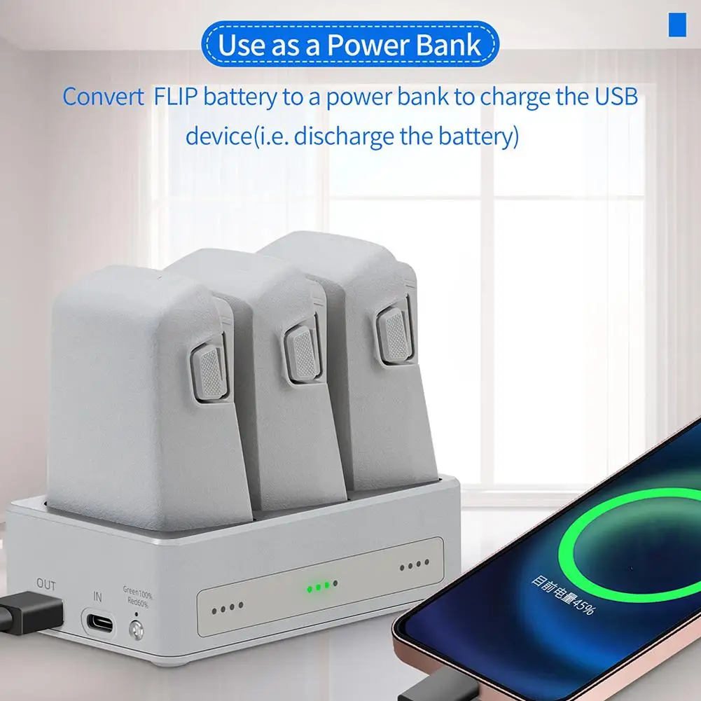 

3-ways Charging Hub for DJI Flip Battery Charger Manager Power Bank Fast Charging Butler for DJI Flip Drone Accessories Y3E2