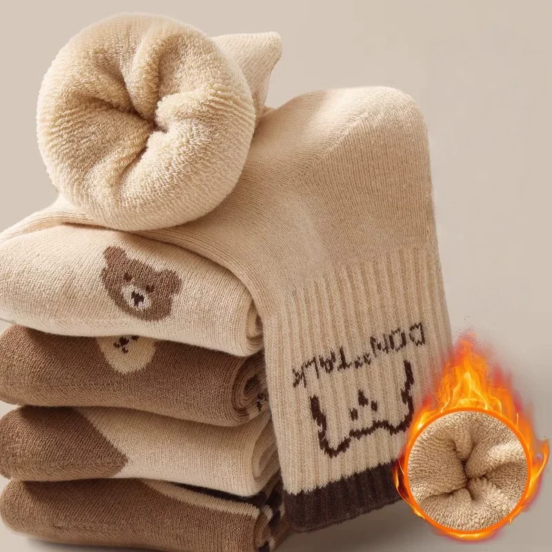 5 Paar Kindersocken Babysocken Winter Warme Socken Jungen Mädchen Thermosocken Kinder Dicke Plüschsocken – Detail 6