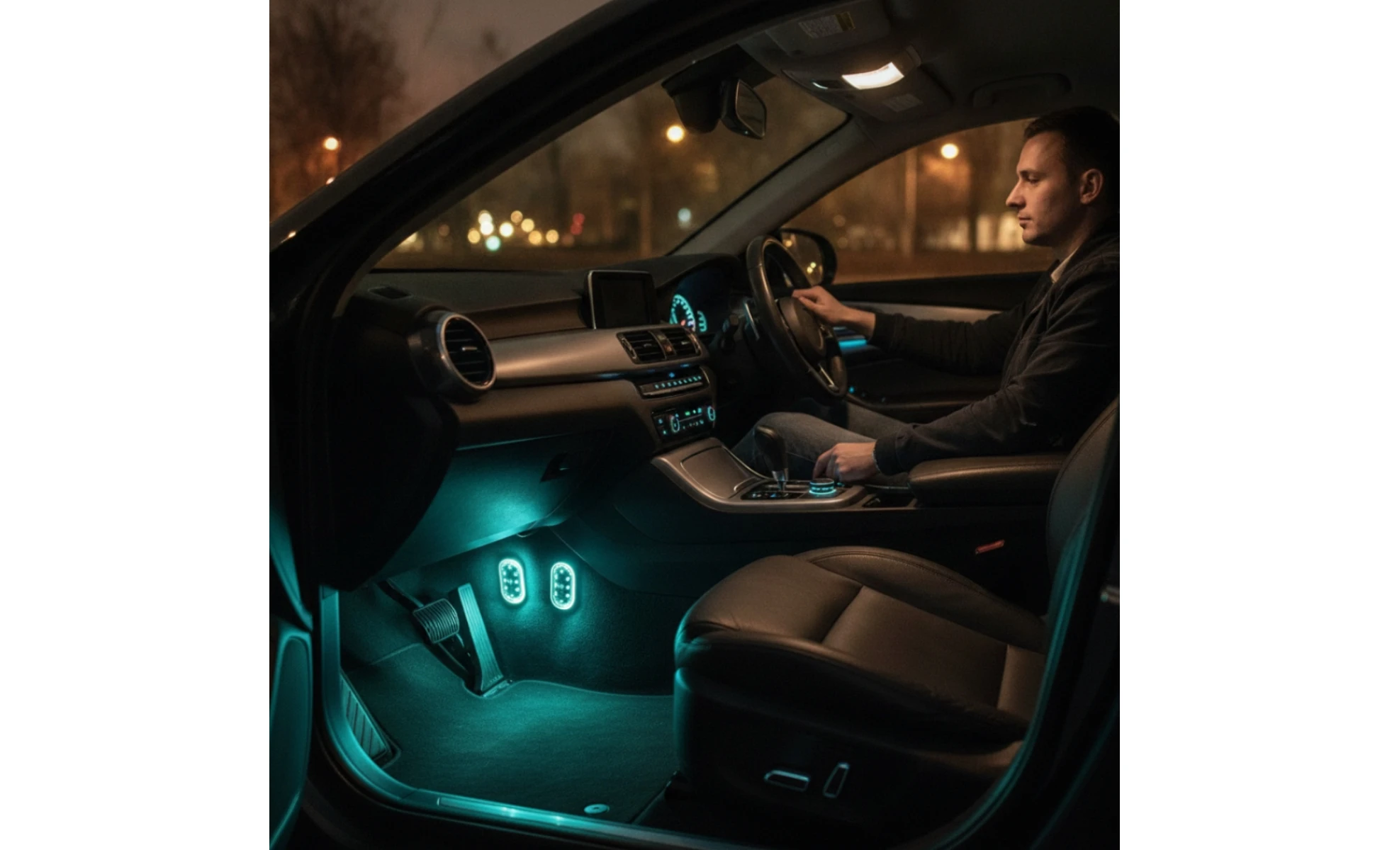4 Pieces Car Ambient Light with Controller Adhesive-Backed Interior Ambient Lighting Kit LED Light Kit Dynamic Modes for Drivers
