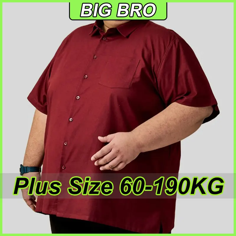 

Men's Summer Shirt Plus Size 160KG Short Sleeve Shirts Business Work Tops Loose Fit Comfortable Oversized T-Shirt Male Clothing