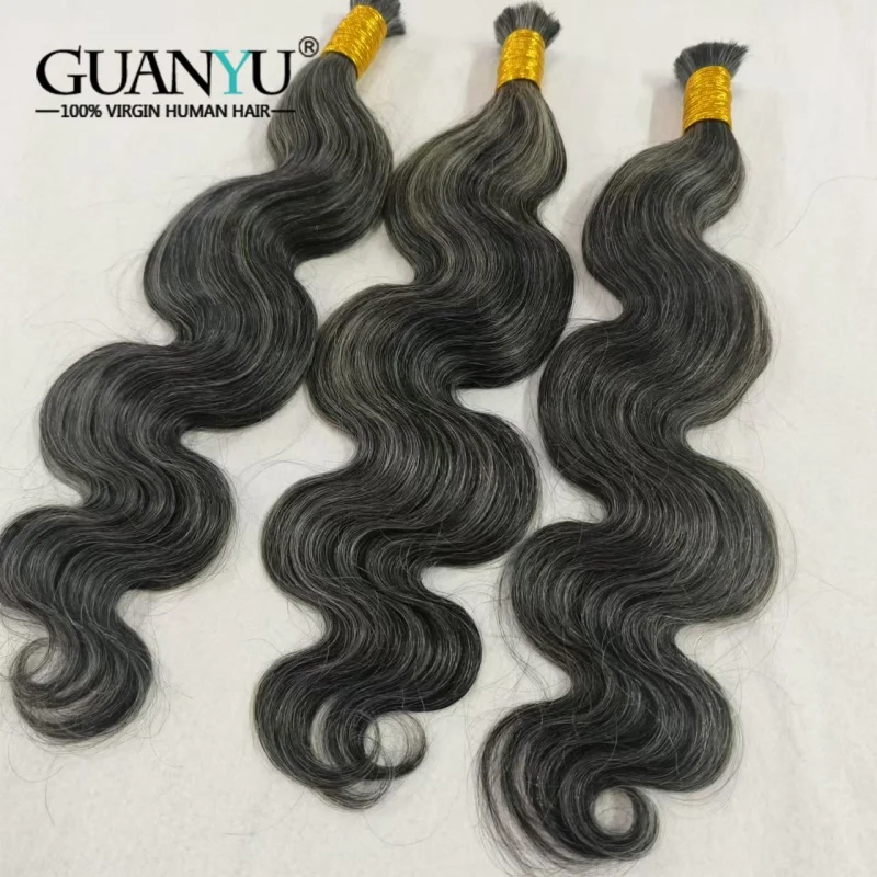 

Черный и серый цвет, человеческие волосы, объемное микроплетение волос, плетение без утка, объемная волна, пучки человеческих волос, 3 шт.