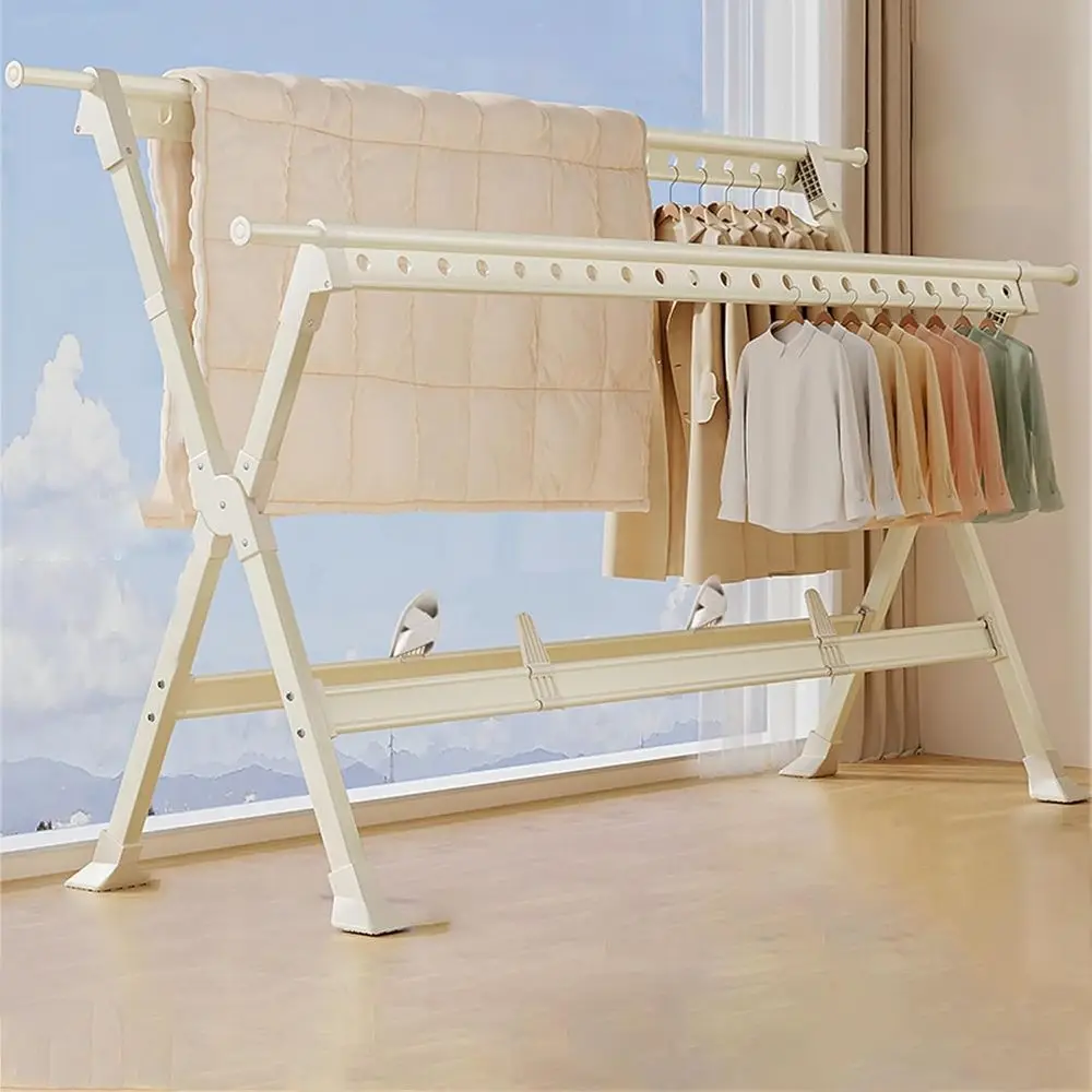 

Регулируемая по высоте портативная сушилка для белья, экономящая место – алюминиевая, раздвижная для одежды и постельного белья, с подставкой для обуви, 136-