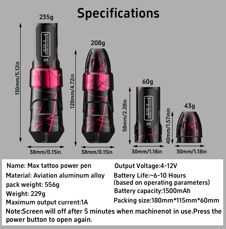 Wireless Battery Tattoo Pen Machine 1500mAh Big Battery Gradient Camouflage Tattoo G un Rca Connector Rotary Tattoo Machine
