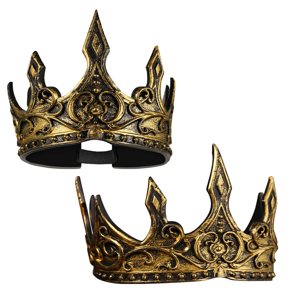 

2pcs King Crown For Men Foam Medieval 3D Design Adjustable Crown For Cosplay Party Stage Performance Fancy Dress Accessory