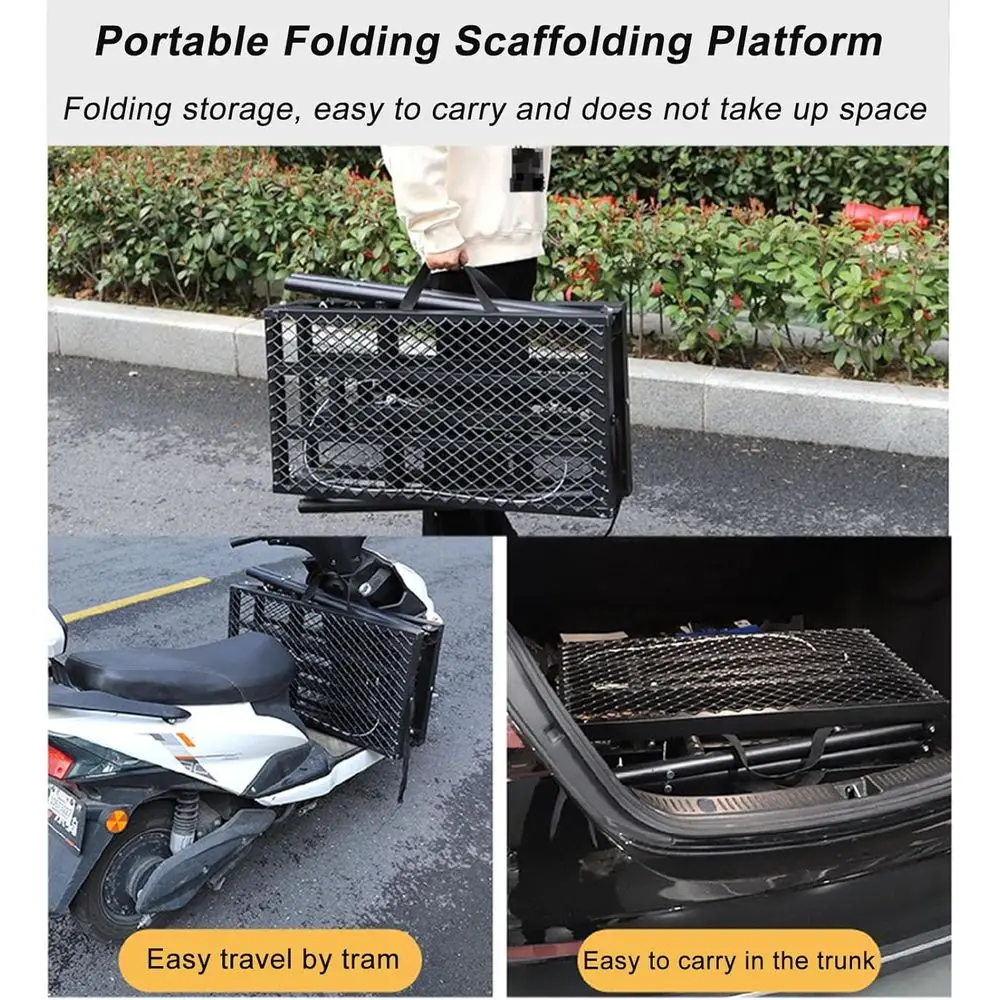 Adjustable Scaffolding Work Platform, Heavy-Duty Step Ladder, Portable Folding Workbench, Car Wash Stool with Drying Bench