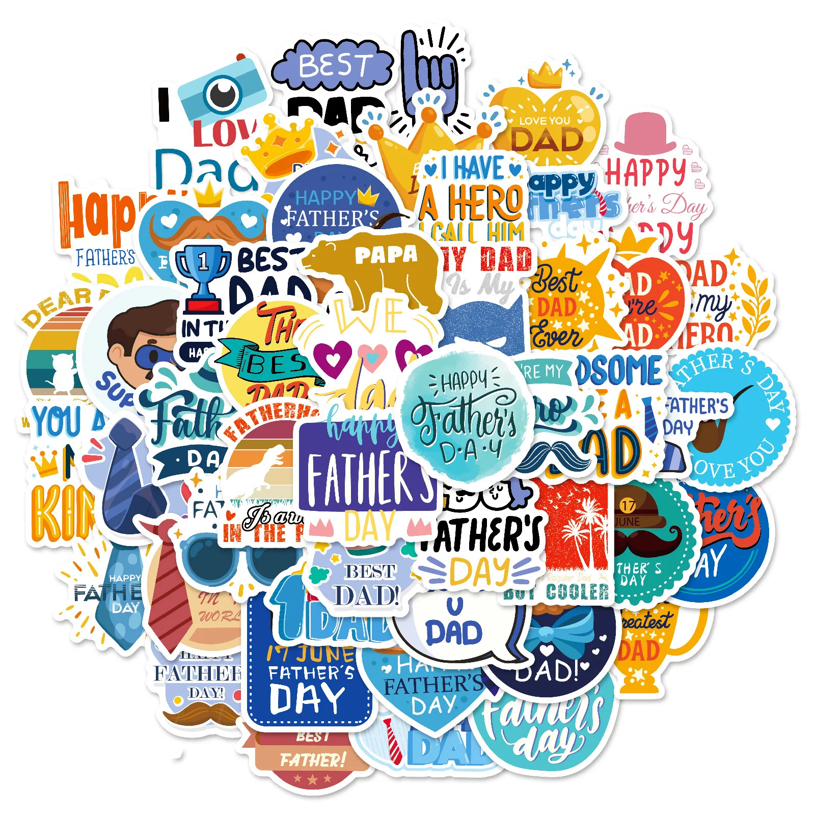 

10/50PCS Father's Day Graffiti Stickers Festival Celebration Cartoon Decals DIY Decoration Laptop Guitar Car Bike Skateboard Toy