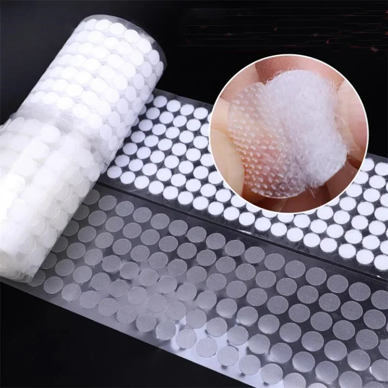 10/15/20mm transparent point adhesive self-adhesive hook and loop buckle tape circular coin adhesive