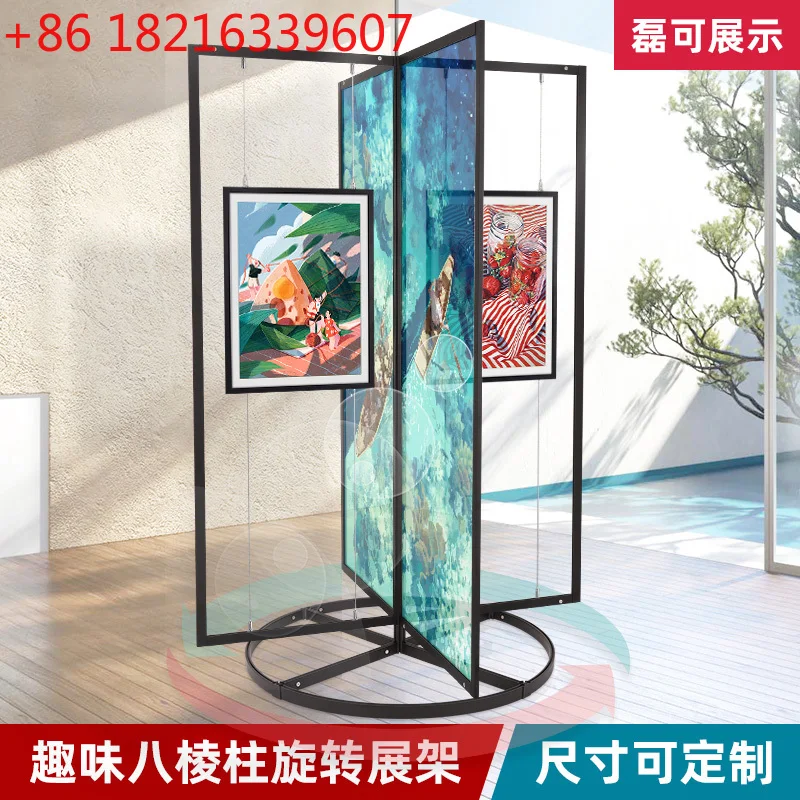 

Aluminum Alloy Calligraphy and Painting Exhibition Calligraphy Art Exhibition Creative Rotatable Octagonal Prism