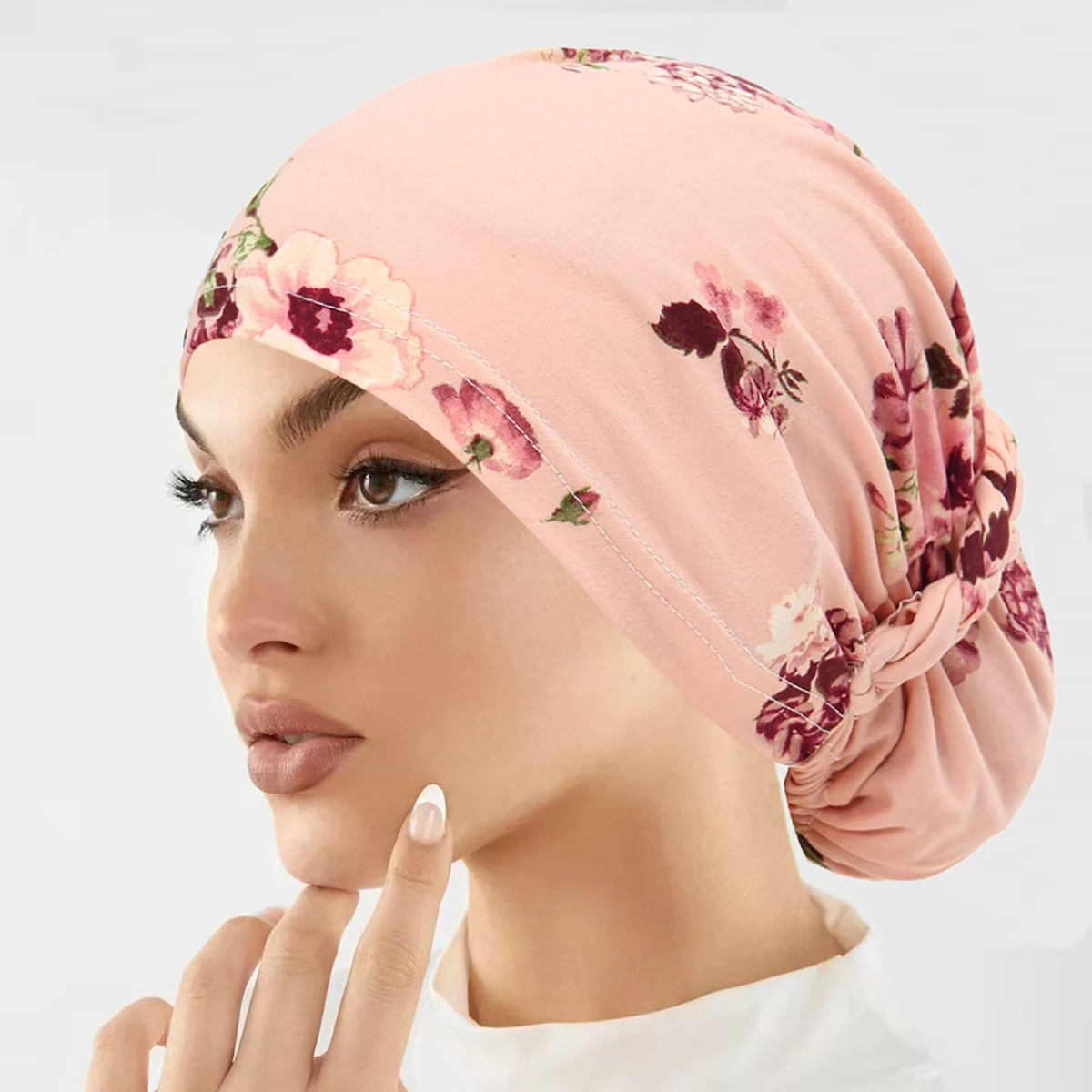 Nieuwe Moslim Hijaabs Spiraal Turbine Hoofddoek Gedrukt Tulband Motorkap Indiase Hoofddeksels Zacht Ademend Hijab Cap Accessoires voor Vrouwen