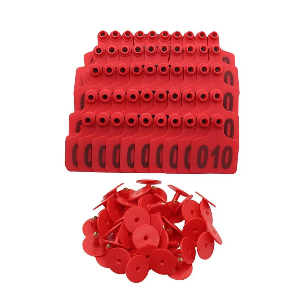 100Pcs 001-100 Numbers Cow Ear Tag Card Farm Equipment Durable Pig Sheep Ear Sign Prevent Getting Lost Identification