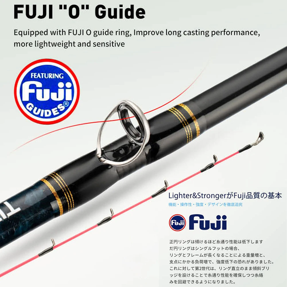 1.8m ML Boat fishing rod with Titanium tip casting fishing rod for cuttlefish Octopus Seawater Fishing rod with Fuji rings