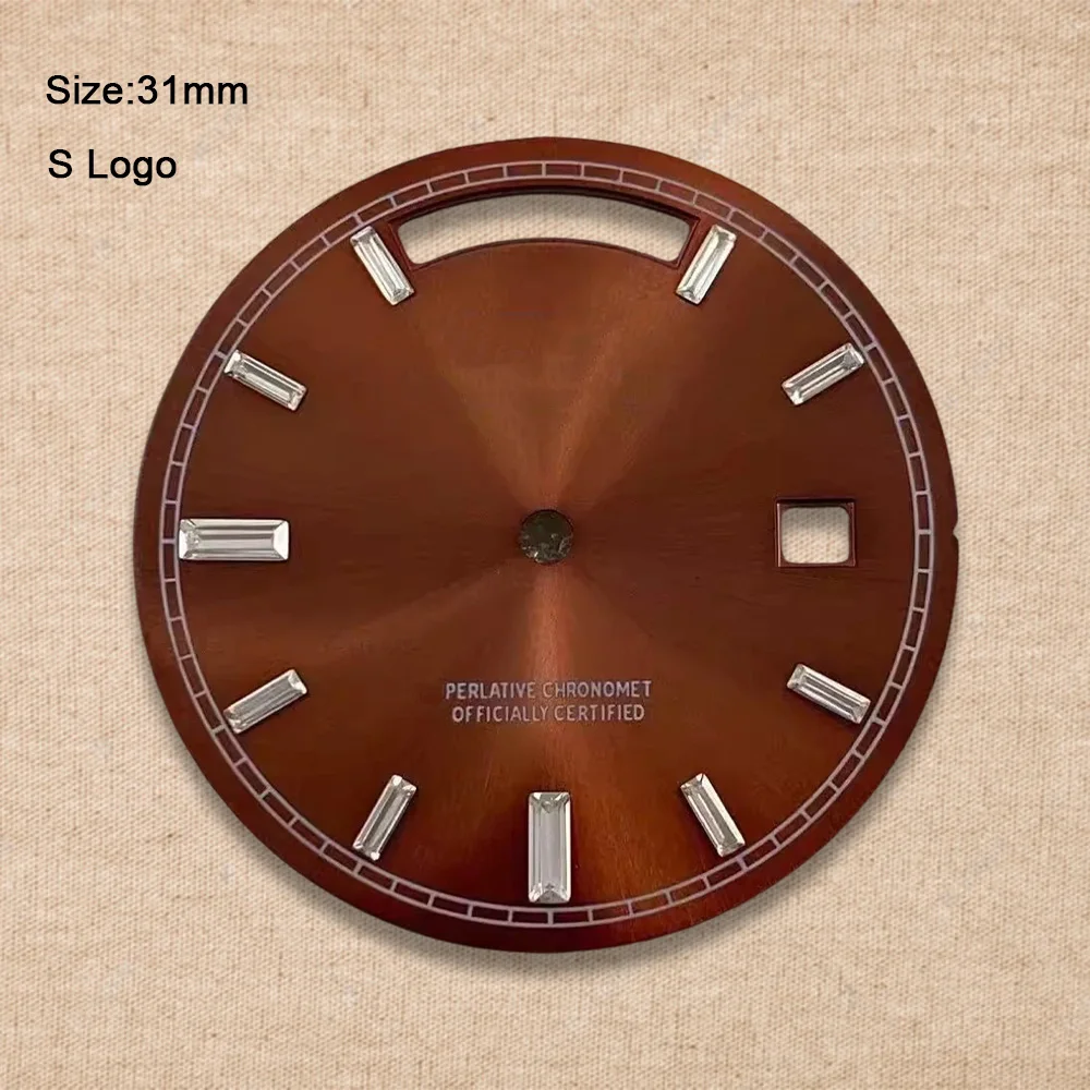 New High Quality 31mm S Logo Dial Day And Date Diamond Sunray Dial Suitable For 8285 Movement Watch Modification Accessories