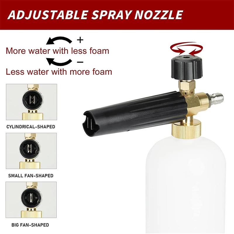 Foam Cannon for Pressure Washer Car Wash Foam Gun Kit M22-14mm and Quick Inlet Connector with Quick Connector  5PCS Nozzle Tips