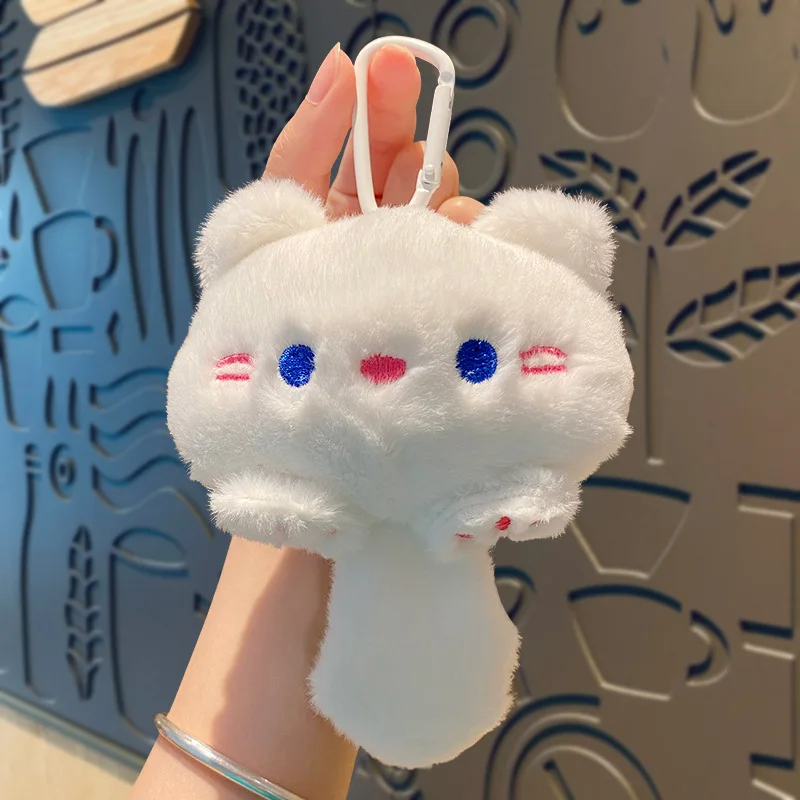 Cartoon Beep Beep Meow Pink Kitten Plush Keychain Pendant Cute Thick Long Tail Siamese Cat Doll Key Chain for Women Bag Trinket