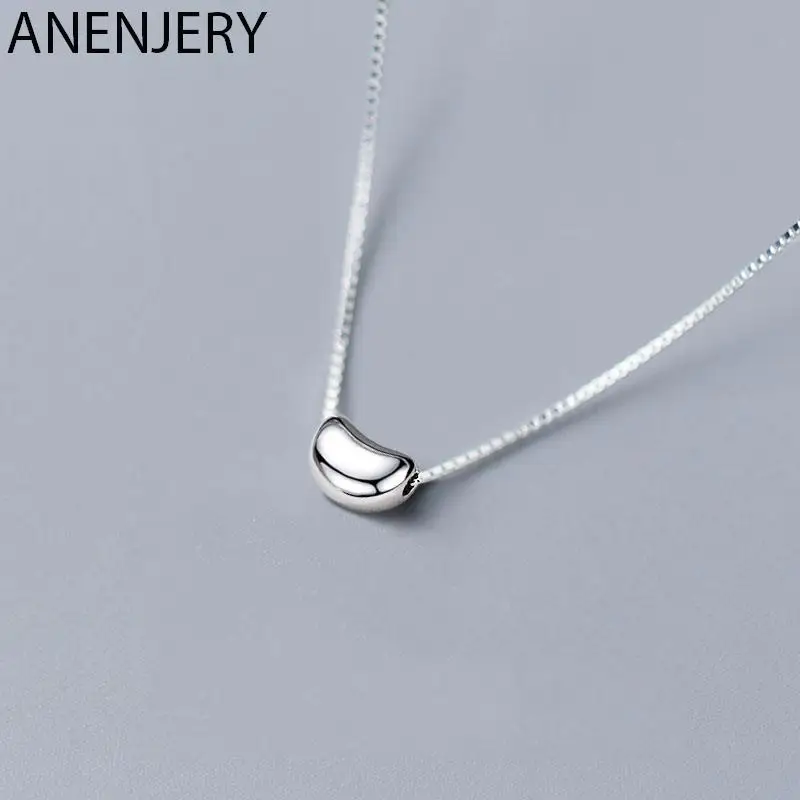 ANENJERY Silber Farbe Pea Bead Silber Schlüsselbein Kette Halskette Für Frauen Mädchen Partei Schmuck Geschenke Großhandel S-N598