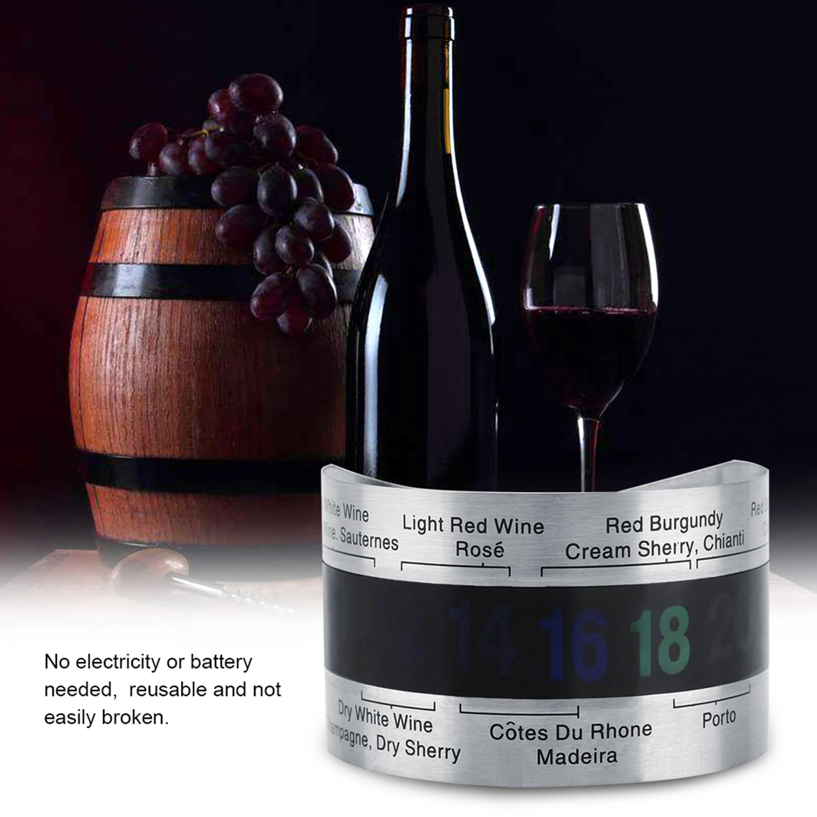 

1PC Stainless Steel Bracelet LCD Thermometer Temperature Sensor for Wine Beer Red Wines Home Bar Party Drink Tool