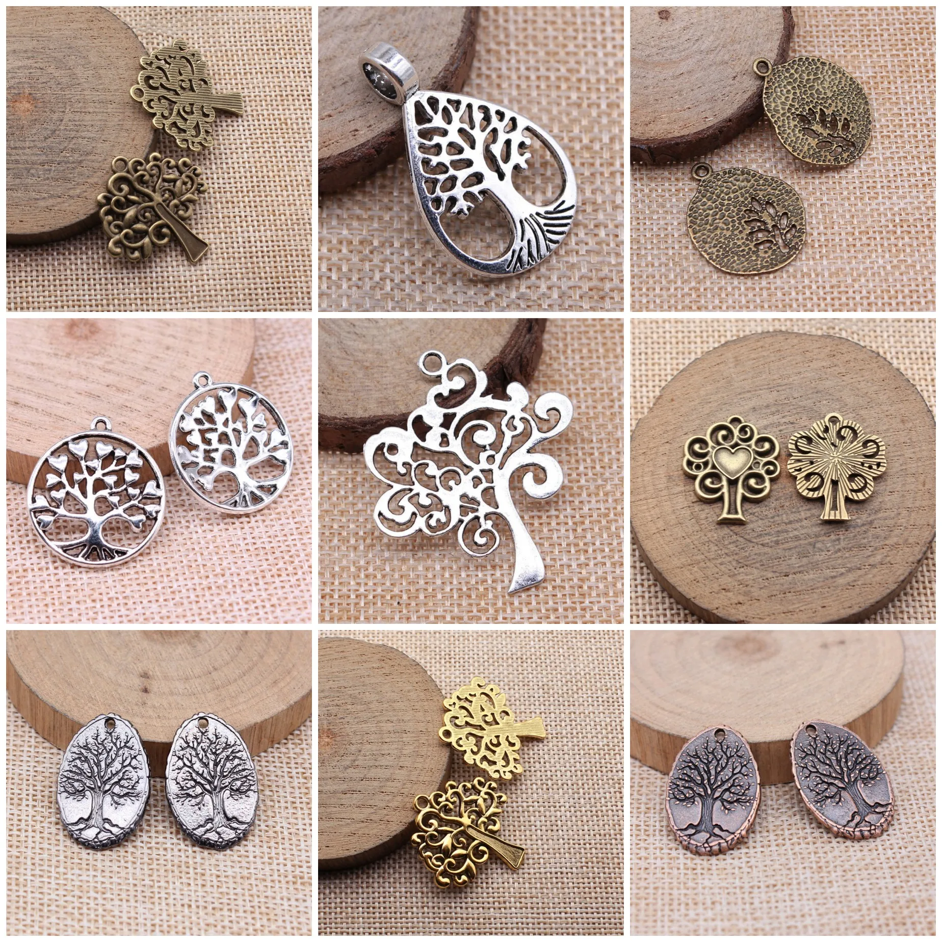 Vintage Heart Shape Tree Of Life Charms Pendant Family Love Charms Pendant Bulk For DIY Jewelry Making Bracelet Necklace