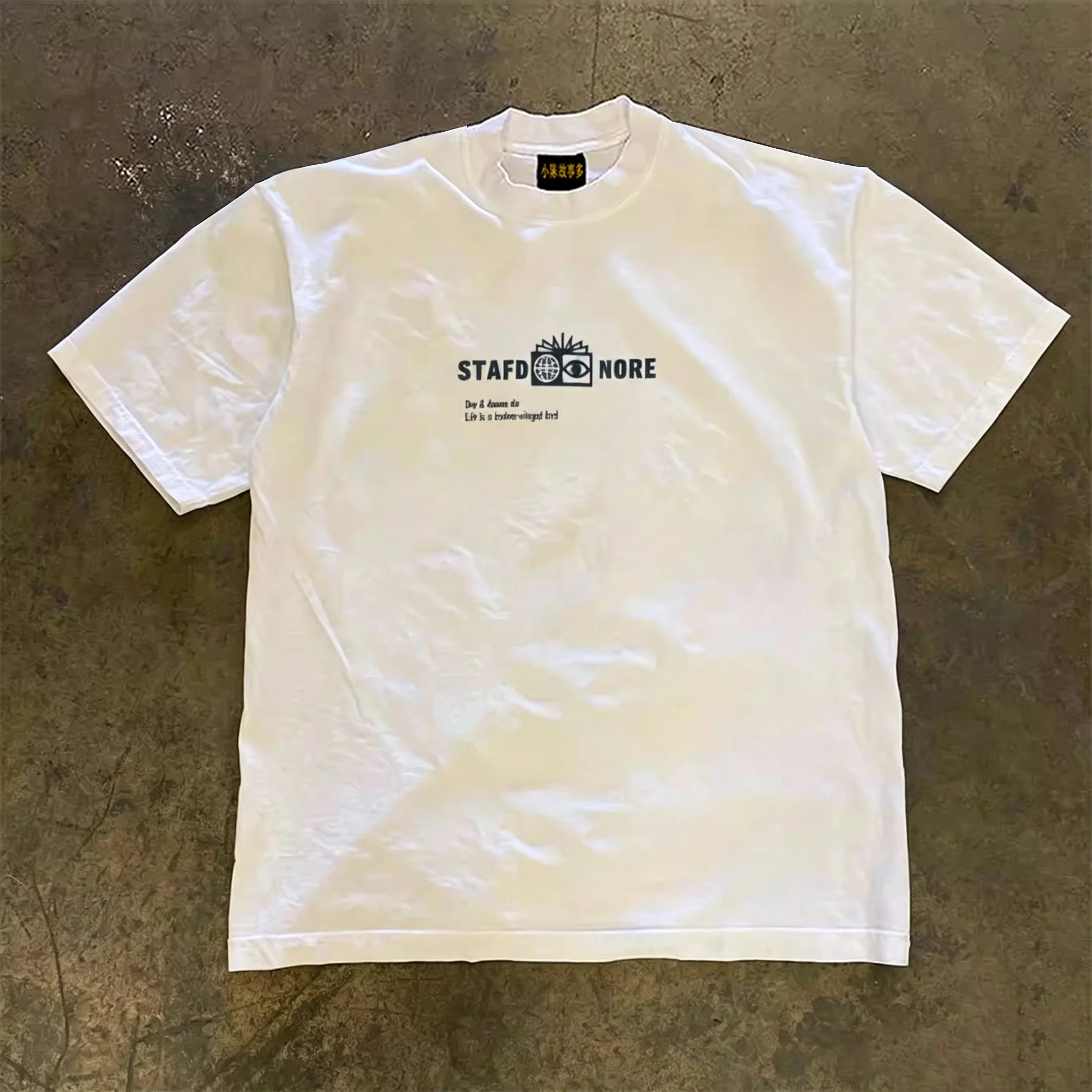 Pure Cotton Short Sleeve T-Shirt Double Thread Loose Fit Unisex Summer Breathable Casual American Retro Style for Couples