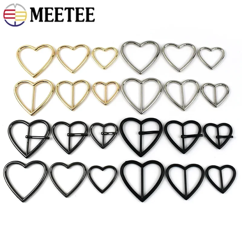 10/20 قطعة Meetee 20-40 مللي متر حلقة معدنية مشبك حزام ضبط المشبك طوق بكلاب حقيبة حزام ثلاثي الإنزلاق المتزلجون شكل قلب خواتم اكسسوارات #5