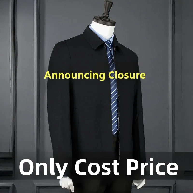 

Men's Adstrative Casual Jaet Set with Advanced Collar Drape Spring Autumn Sle Young Busin Casual Top