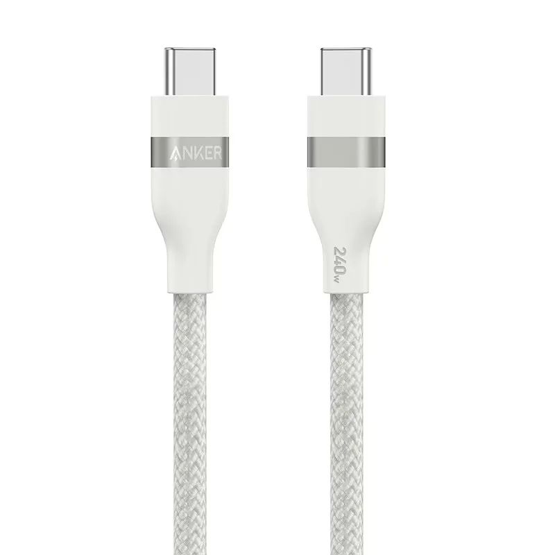 Anker Nano USB C to USB C Cable, 240W Fast Charging Cable (White 1.8m) Flexible Multi-Color Braided Charger for iPhone Series