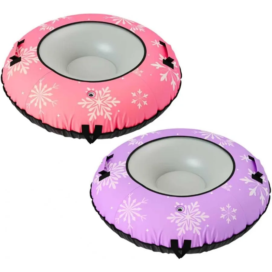 

42" Heavy Duty Snow Tube 1/2 Pack with Premium Canvas Cover for Ages 13+ Adults Inflatable Snow Tube Sled with Thickened Bottom